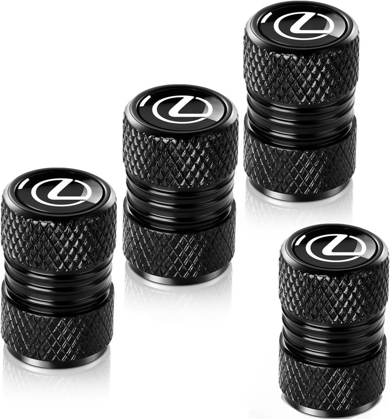 BFIVEANTE Tire Valve Stem Caps for Lexus ES350 GS350 GS300h GS450h is300 es350 ls460 rx350 NX300h Metal Car Wheel Air caps Auto Valve Stem Caps Accessories 4 Pcs Black - Image 1